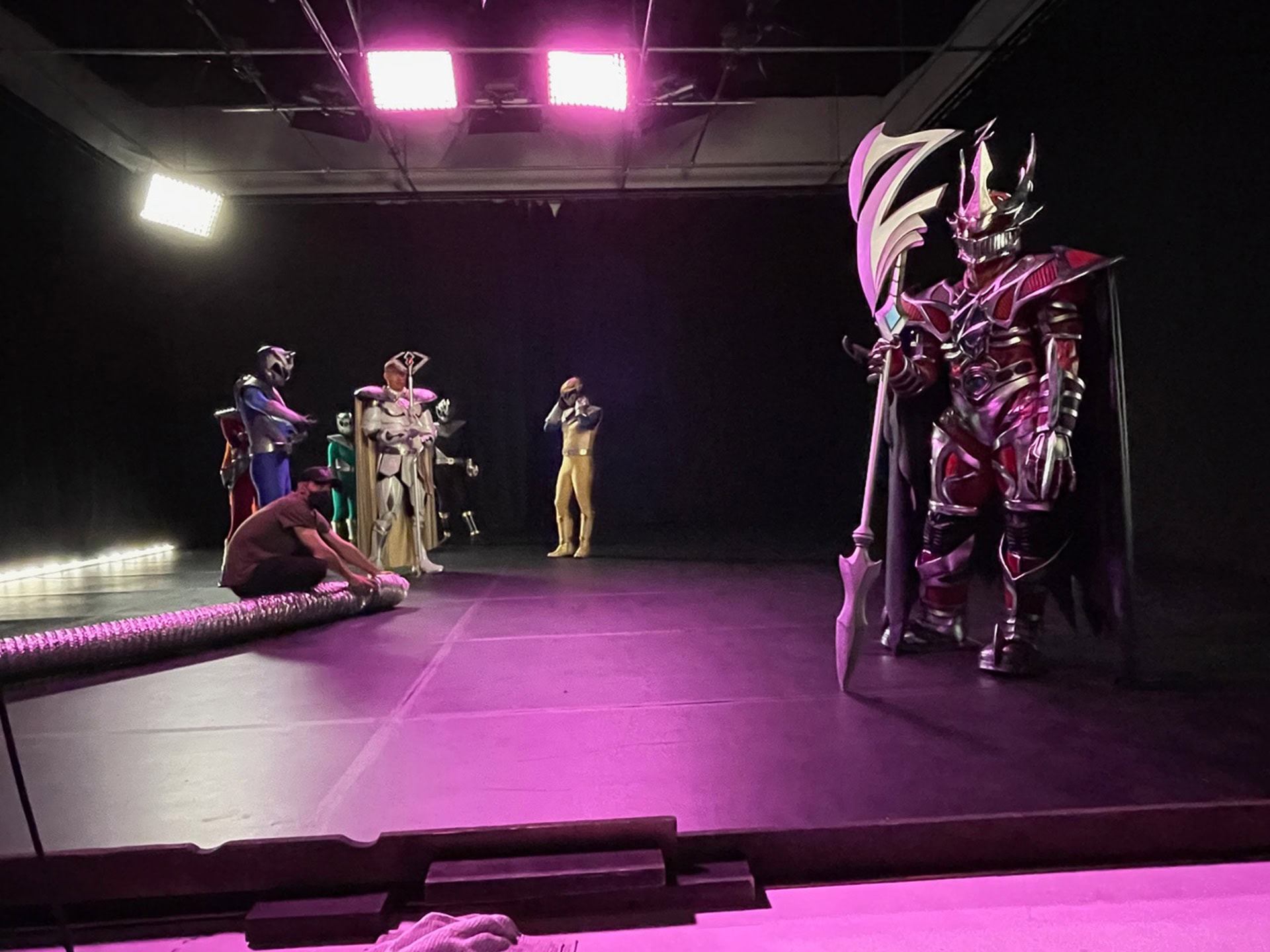 Master Zedd and some Rangers behind-the-scenes of the Power Rangers Cosmic Fury season finale - Photo courtesy of Simon Bennett